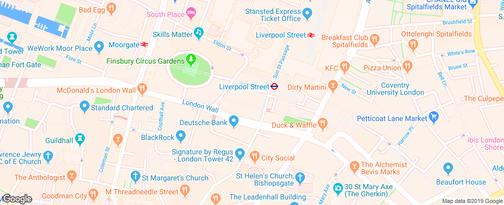 Отель Andaz Liverpool Street на карте Великобритании