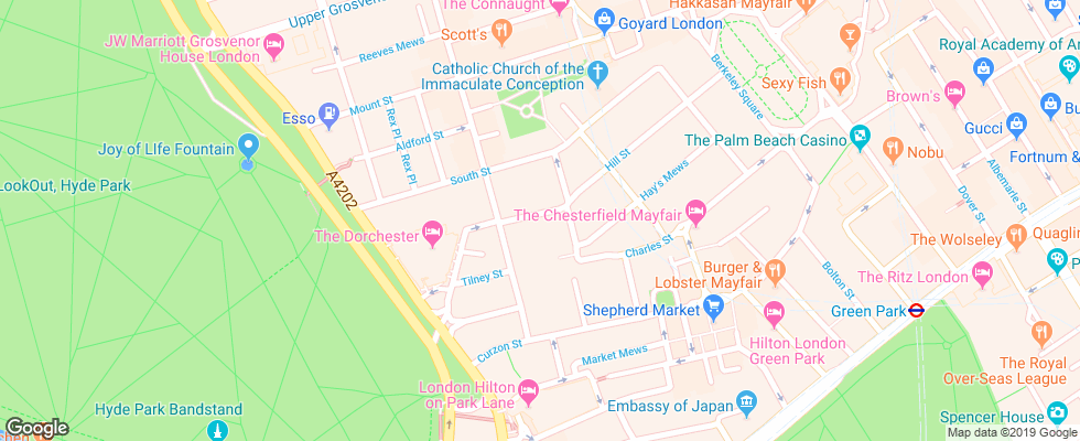 Отель Ascott Mayfair на карте Великобритании