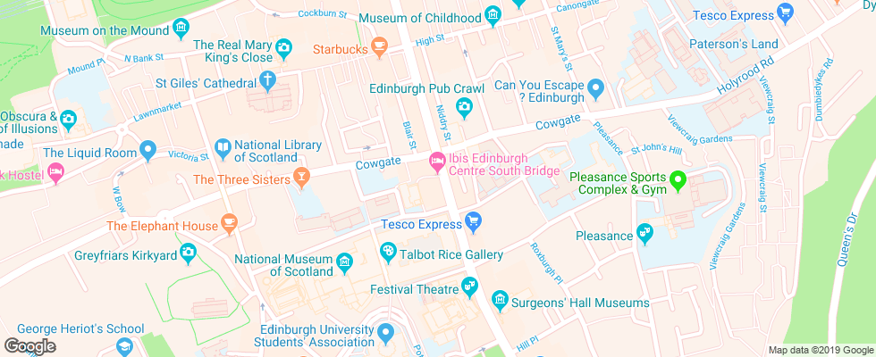 Отель Ibis Edinburgh Centre South Bridge на карте Великобритании
