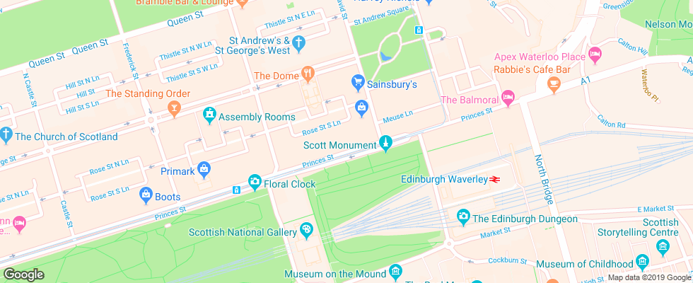 Отель Mercure Edinburgh City Princes Street на карте Великобритании