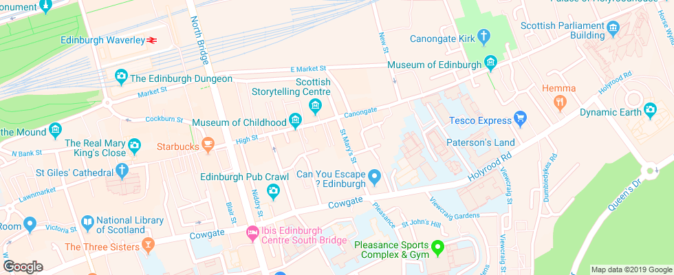 Отель Travelodge Edinburgh Central на карте Великобритании