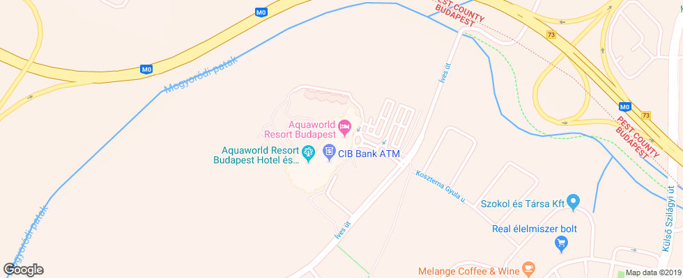 Отель Aquaworld Resort Budapest на карте Венгрии