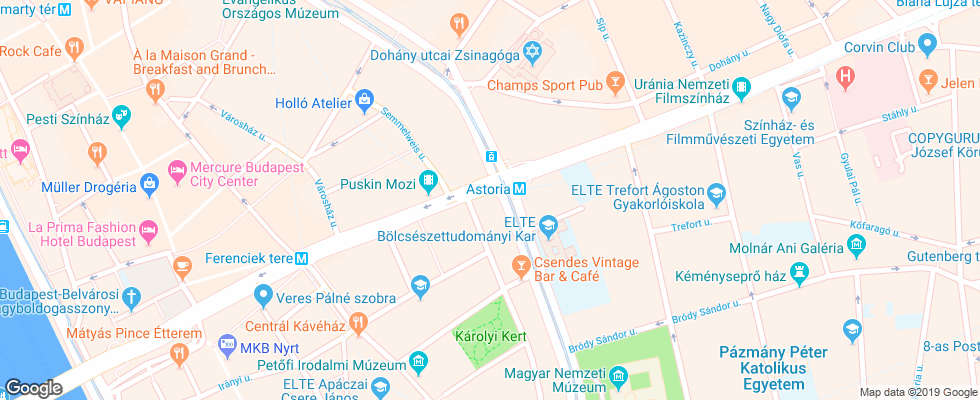 Отель Danubius Astoria City Center на карте Венгрии