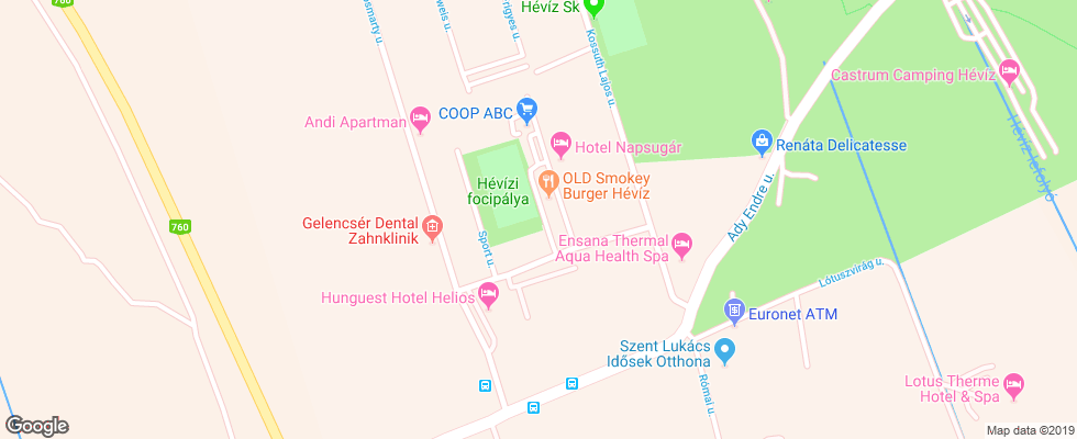 Отель Kis Helikon на карте Венгрии