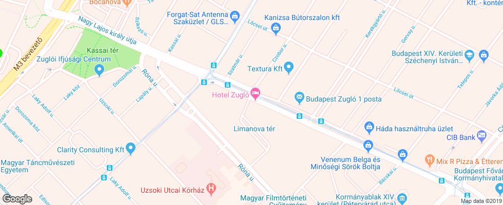 Отель Zuglo на карте Венгрии