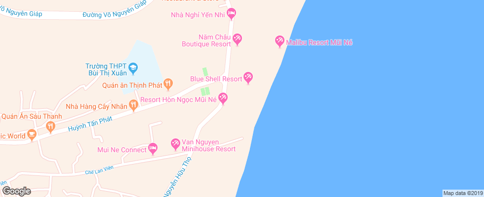 Отель Blue Shell Resort на карте Вьетнама