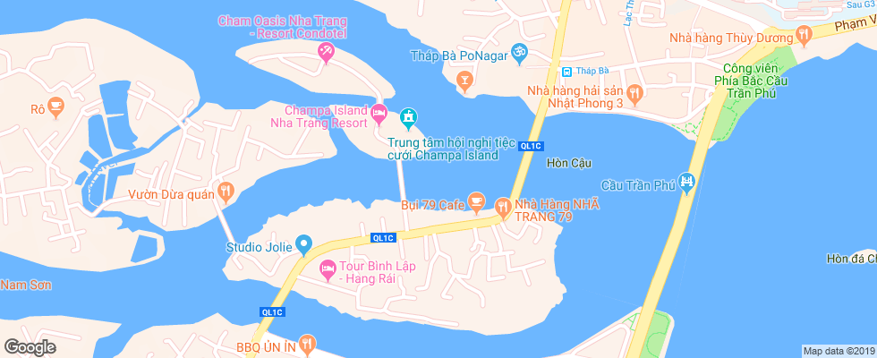 Отель Champa Island Resort на карте Вьетнама