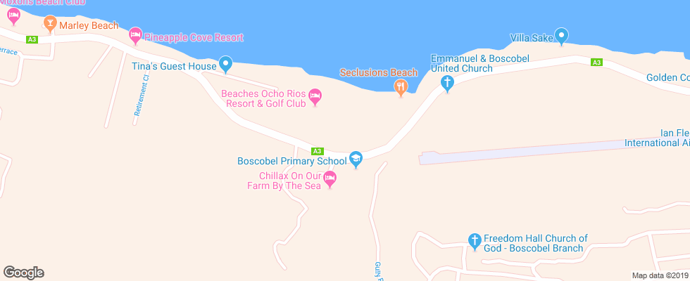 Отель Beaches Ocho Rios Resort & Golf Club на карте Ямайки