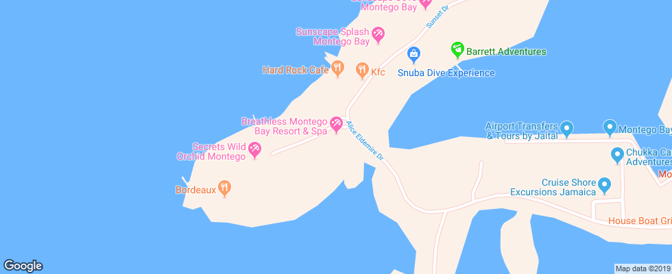 Отель Breathless Montego Bay Resort & Spa на карте Ямайки