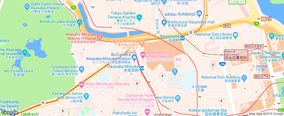 Отель Akasaka Excel Hotel Tokyu на карте Японии