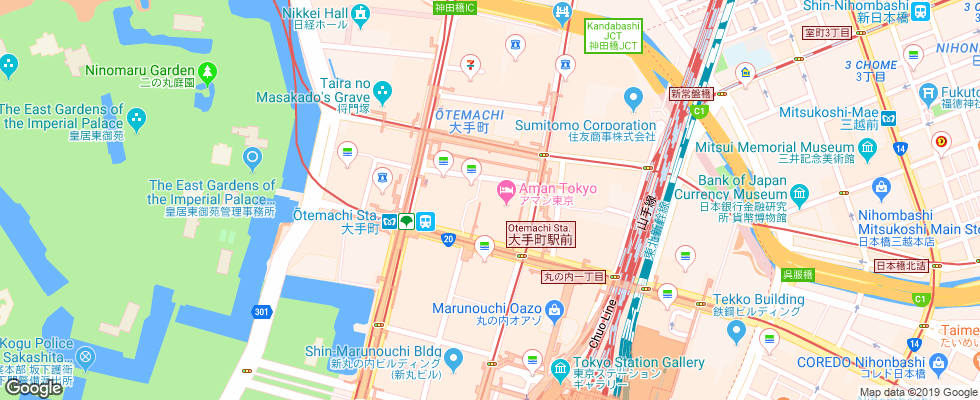 Отель Aman Tokyo на карте Японии