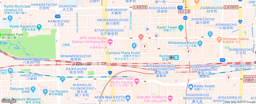 Отель Apa Hotel Kyoto-Ekimae на карте Японии