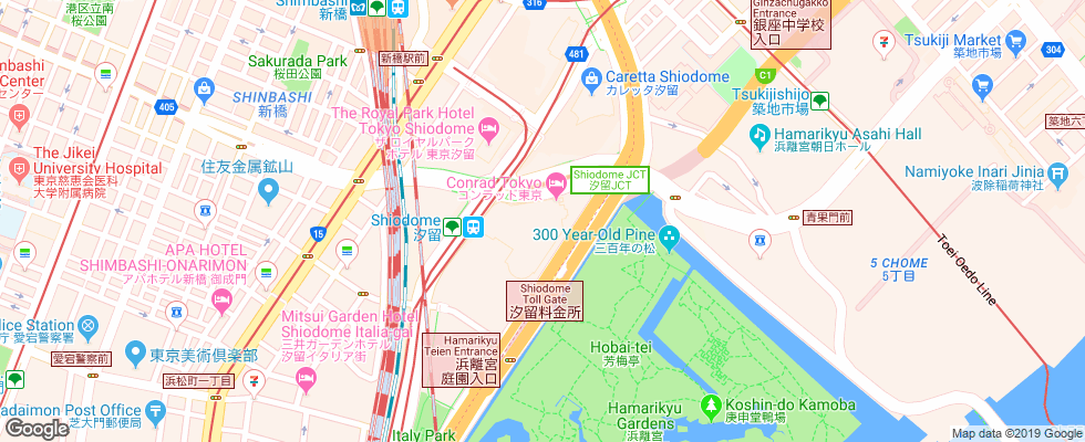 Отель Conrad Tokyo на карте Японии