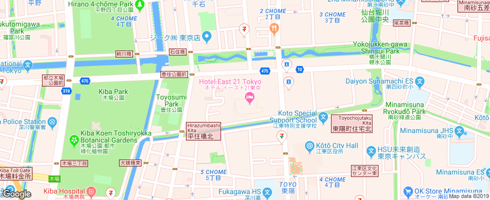 Отель East 21 на карте Японии