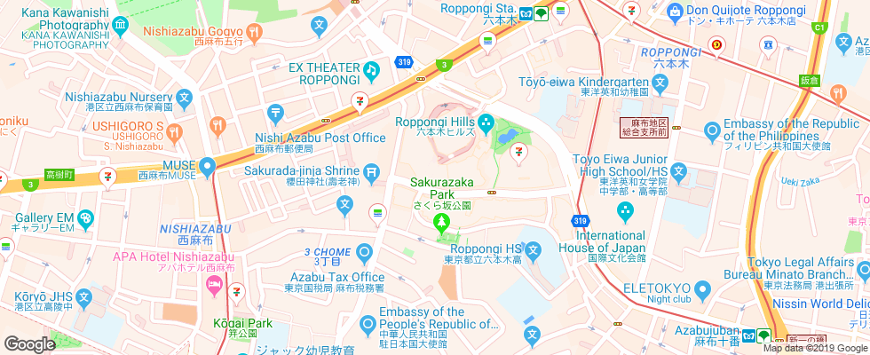 Отель Grand Hyatt Tokyo на карте Японии