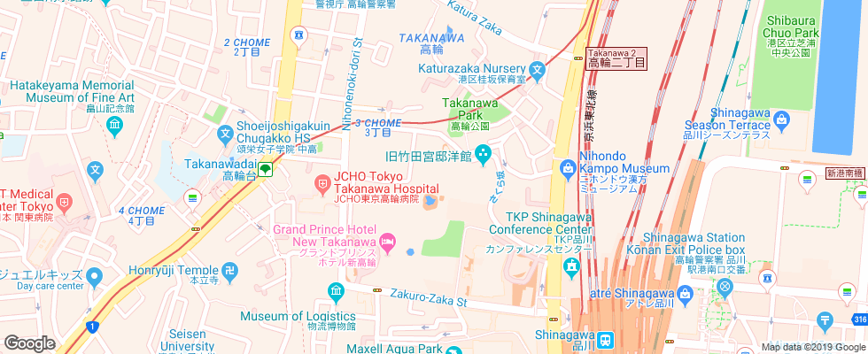 Отель Grand Prince Sakura Tower Takanawa на карте Японии