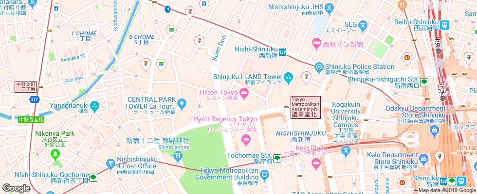 Отель Hilton Tokyo на карте Японии
