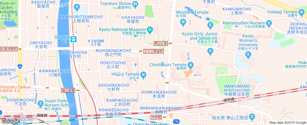 Отель Hyatt Regency Kyoto на карте Японии