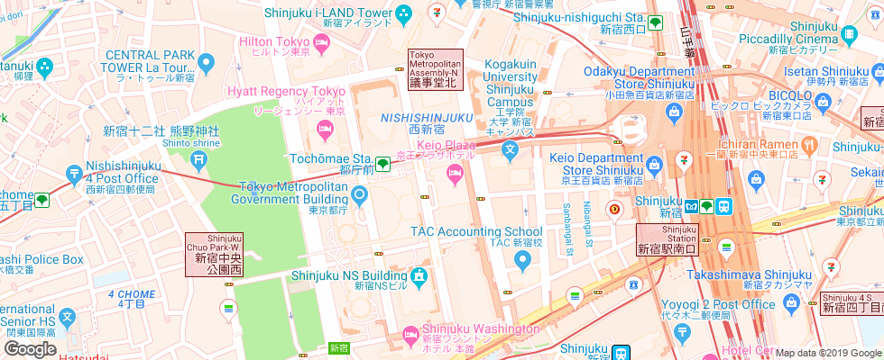 Отель Keio Plaza Hotel Tokyo на карте Японии