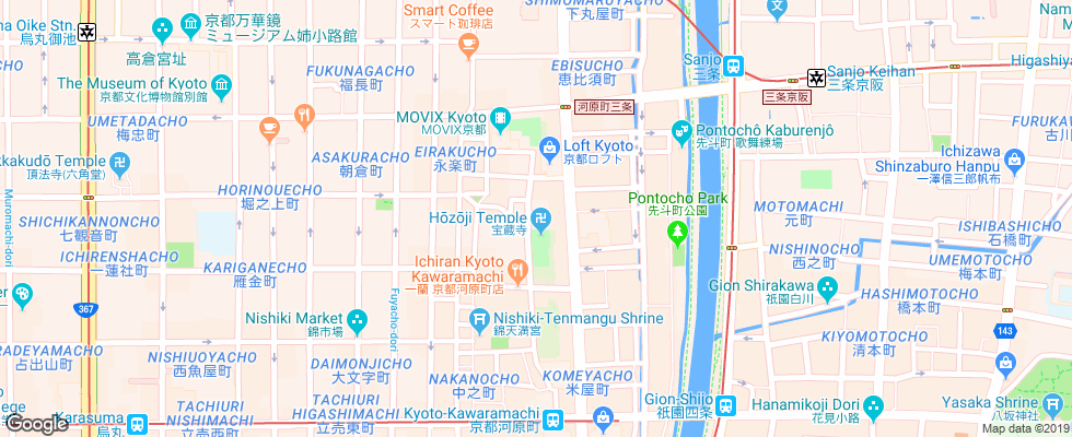 Отель Kyoto Hotel Okura на карте Японии