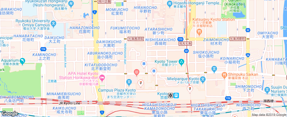 Отель Kyoto Tower Hotel Annex на карте Японии