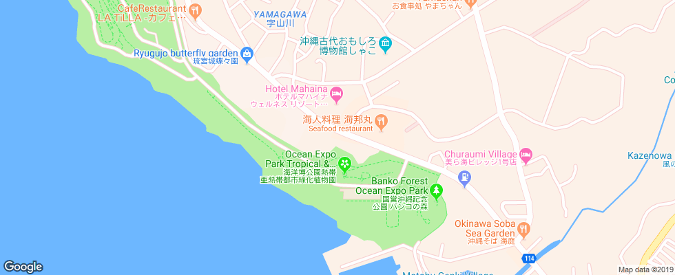 Отель Mahaina Wellness Resort Okinawa Island на карте Японии
