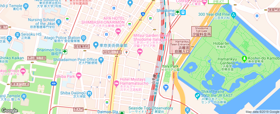 Отель Mitsui Garden Shiodome на карте Японии