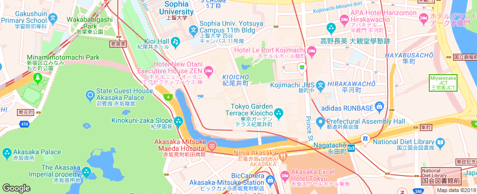 Отель New Otani Tokyo на карте Японии