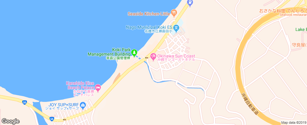 Отель Okinawa Sun Coast Hotel на карте Японии