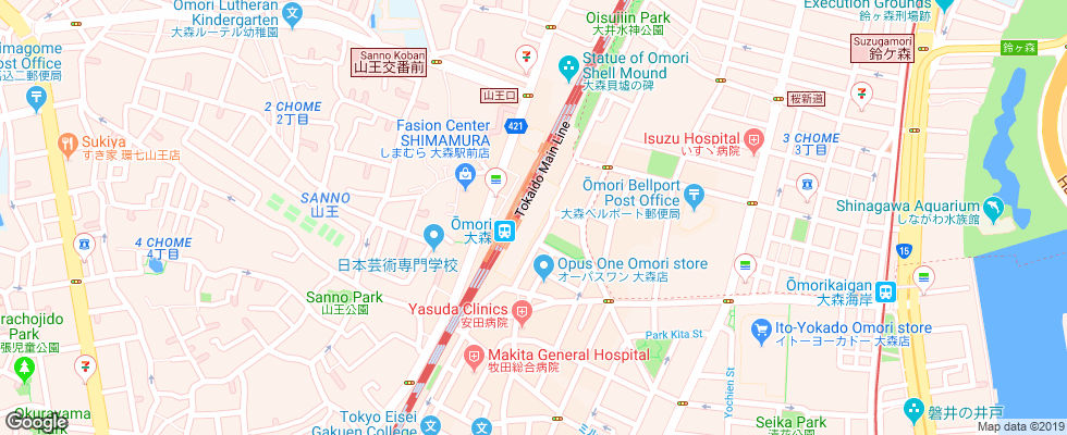 Отель Omori Tokyu Inn на карте Японии