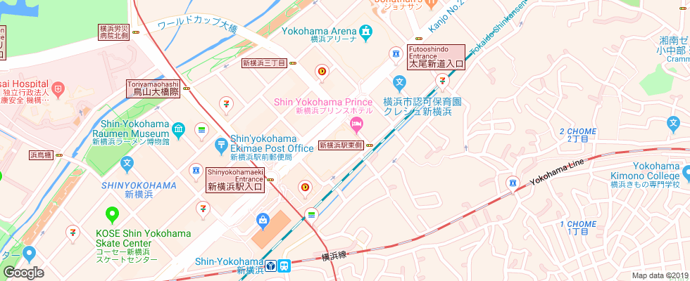 Отель Shin Yokohama Prince на карте Японии