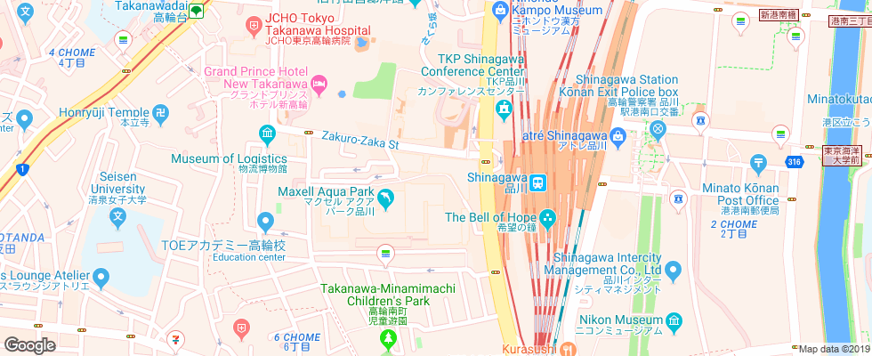 Отель Shinagawa Prince на карте Японии