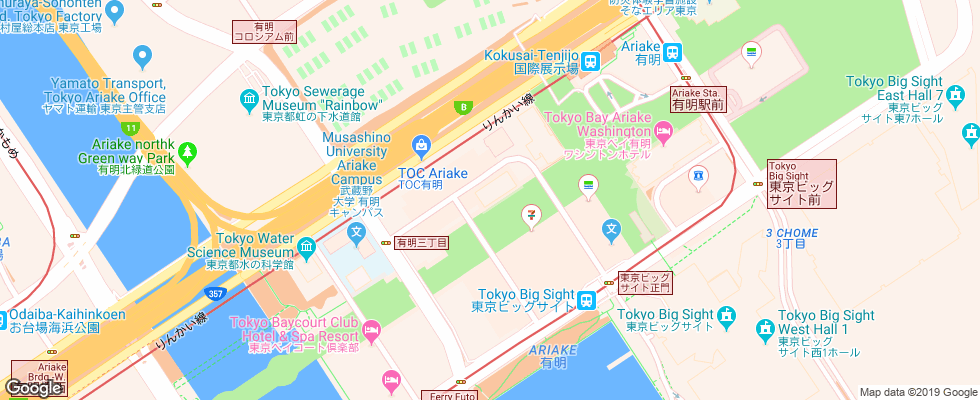 Отель Sunroute Ariake на карте Японии
