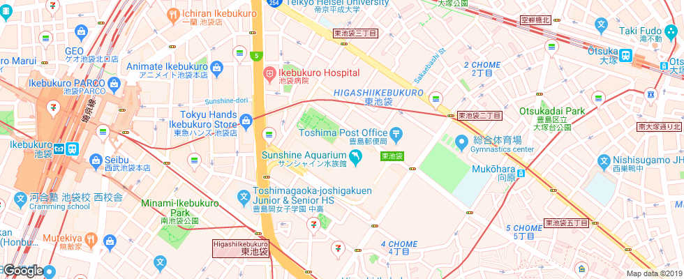 Отель Sunshine City Prince на карте Японии