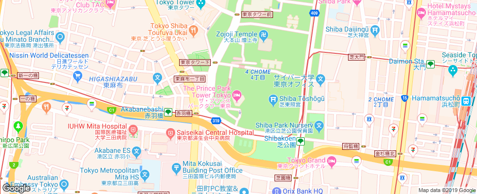 Отель The Prince Park Tower Tokyo на карте Японии