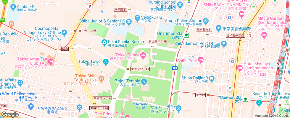 Отель Tokyo Prince на карте Японии