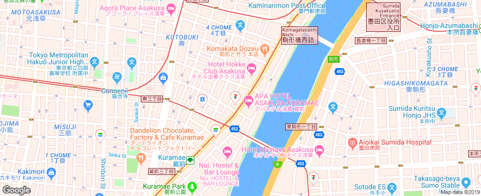 Отель Toyoko Inn Asakusa Kuramae Kaminarimon на карте Японии