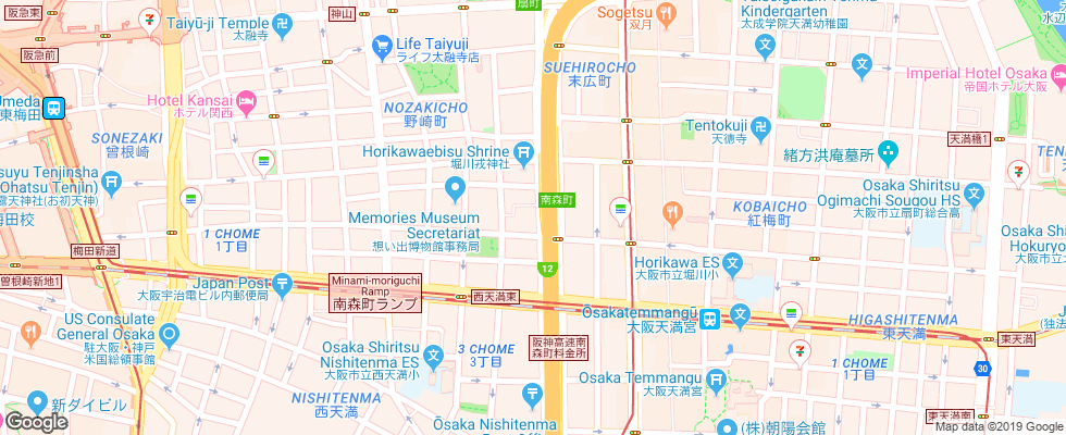 Отель Toyoko Inn Umeda Higashi на карте Японии