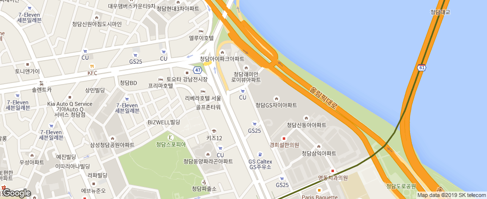 Отель Aloft Seoul Gangnam на карте Южной Кореи