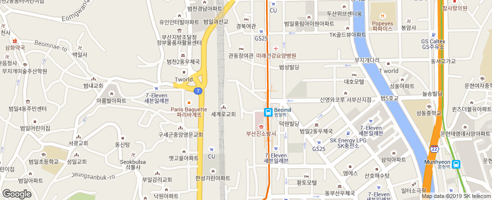 Отель Busan Tourist на карте Южной Кореи