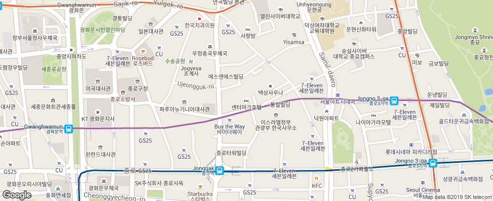 Отель Center Mark на карте Южной Кореи