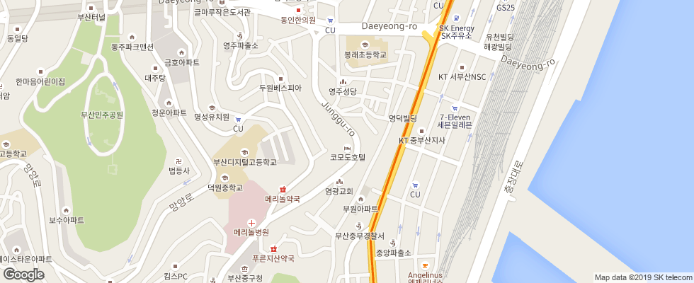 Отель Commodore на карте Южной Кореи
