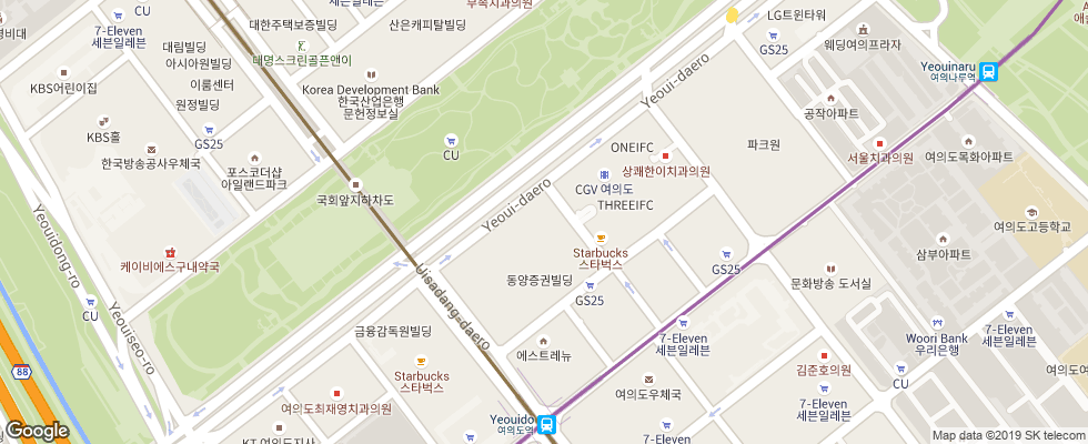 Отель Conrad Seoul на карте Южной Кореи