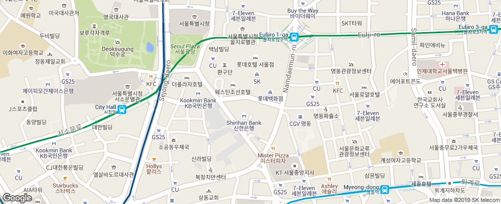 Отель Crown Park Hotel Seoul на карте Южной Кореи