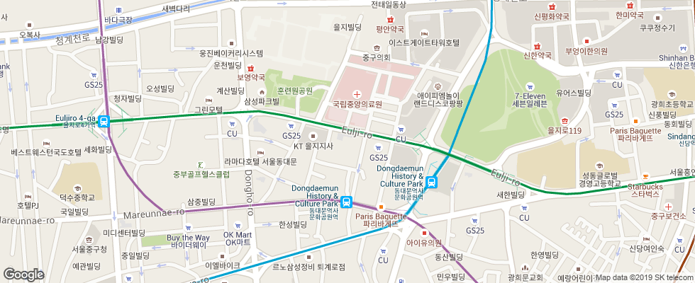 Отель Euljiro Co-Op Residence на карте Южной Кореи