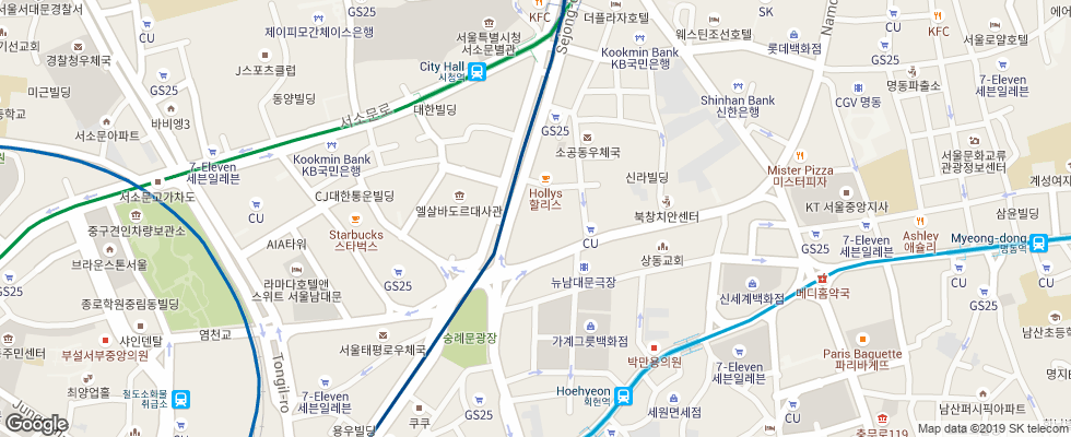 Отель Fraser Place Namdaemun на карте Южной Кореи