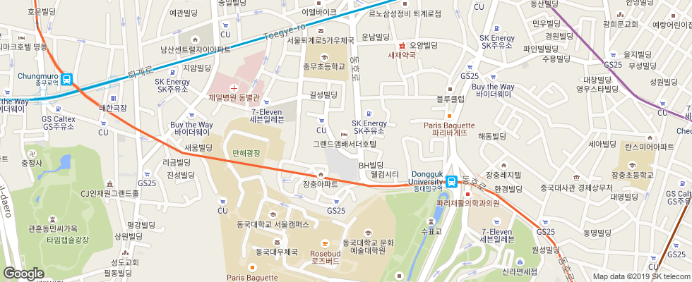 Отель Grand Ambassador Seoul Associated Pullman на карте Южной Кореи