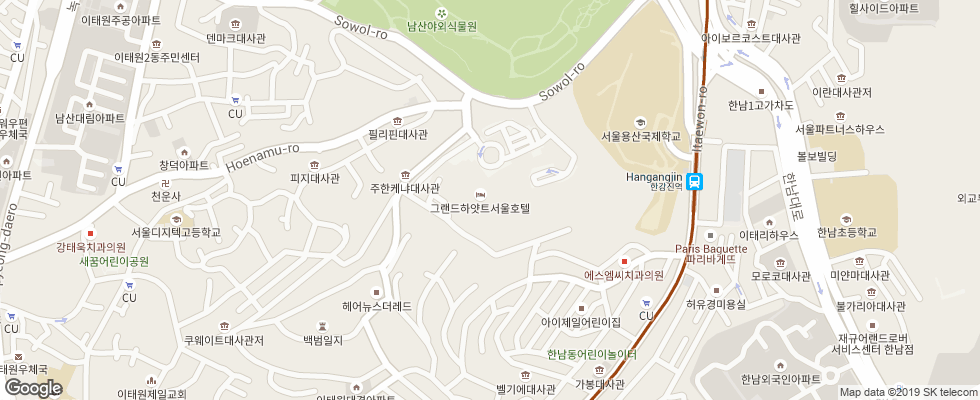 Отель Grand Hyatt Seoul на карте Южной Кореи
