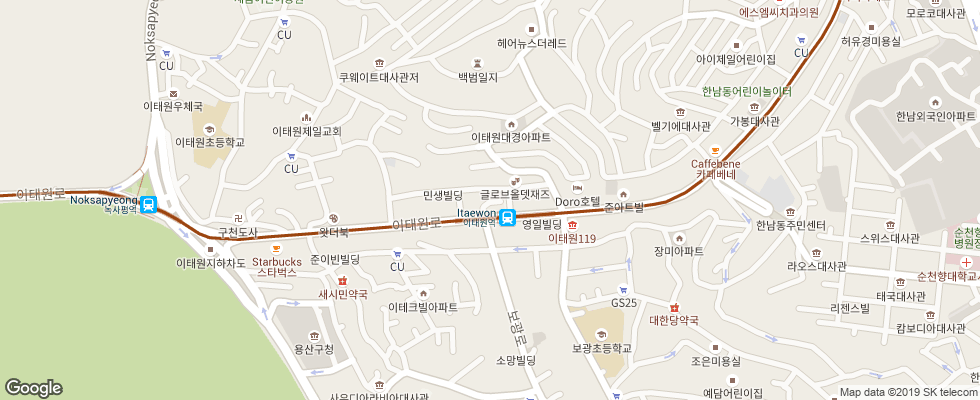 Отель Hamilton на карте Южной Кореи