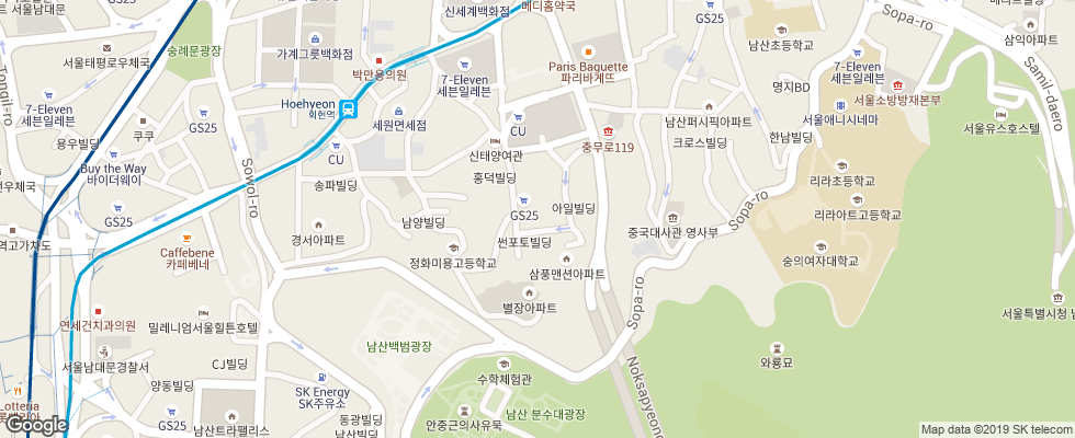 Отель Hill House на карте Южной Кореи